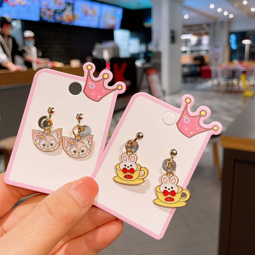 Children's Cartoon Pendant Alloy Earrings Student Baby No Piercing Ear Clips Painless Earrings Little Girls Earrings Wholesale