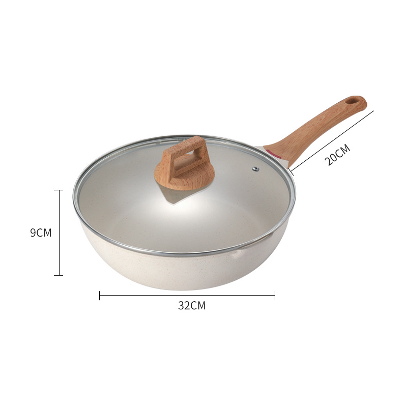 Maifan Piedra sartén antiadherente hogar no negro WOK de aluminio fundición a presión olla Cocina de Inducción estufa de gas wok universal al por mayor