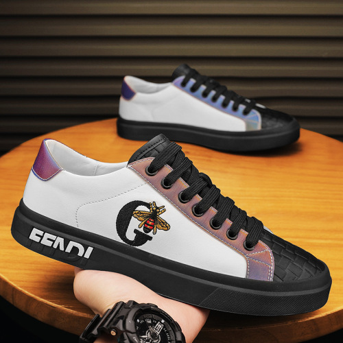 Fashionable and personalized trendy shoes European station casual British sneakers color-blocked leather trendy four-season summer breathable soft leather men's shoes