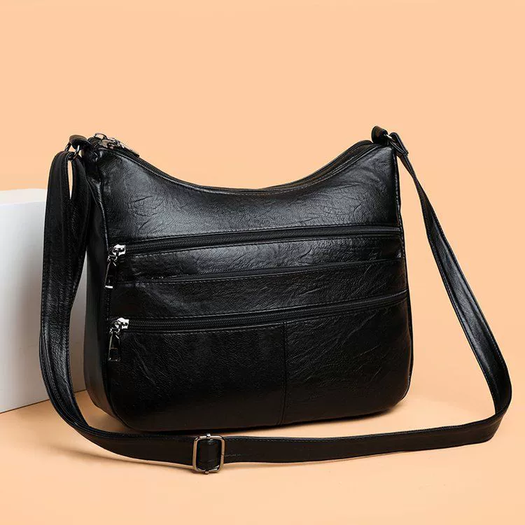 Universal capacious bag strap for leisure for mother, genuine leather