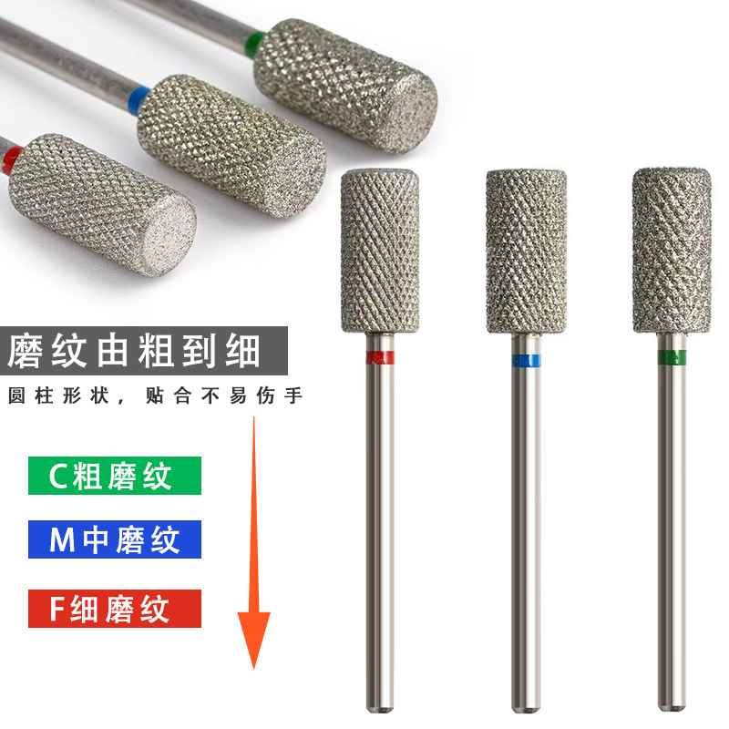 Uñas transfronterizas dientes de diamante galvanoplastia de diamante cabezal de pulido de estilo ruso pretratamiento manicura herramienta de pulido