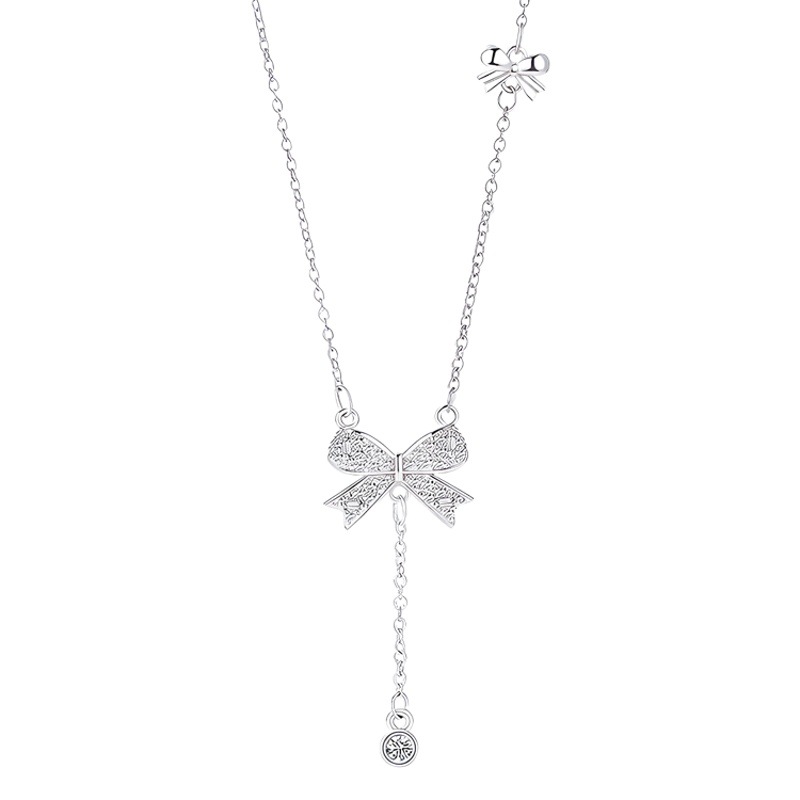 Collar de lazo con flecos para mujer, lujo ligero 2024 verano, acero de titanio, cadena de clavícula de alta calidad, joyería de novia al por mayor