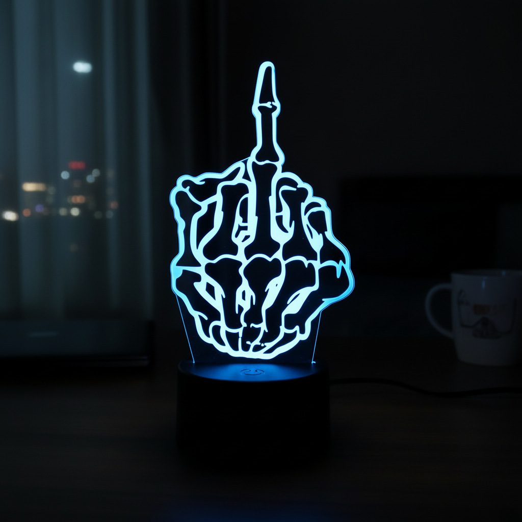 2026 New Middle Finger 3D Lamp Colorful Touch LED Visual Lamp Gift…