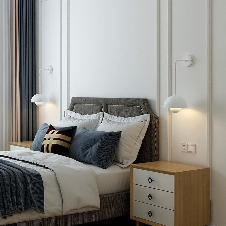 Bóveda de cama de dormitorio, lámpara de pared, protección ocular, sala de estudio, pared de fondo, nórdico, ambiente de estilo crema francés minimalista moderno