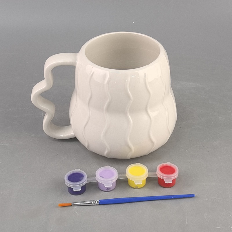 Taza de árbol de Navidad de cerámica blanca pura de bricolaje personalizada, diseño de atmósfera de taza de pétalos, decoración de cerámica, color