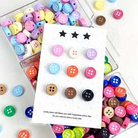 纽扣图案可爱多巴胺通孔亚克力手工diy串珠子项链手机链饰品配件