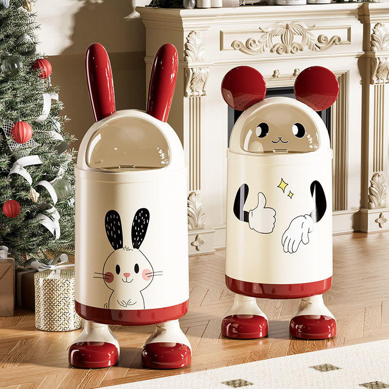 Cartoon High-Looking Trash Can for Home Living Room and Bedroom Thickeneded and Large Capacity New Storage Bucket Bathroom Paper Basket