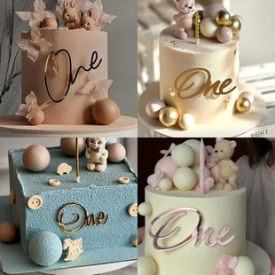Cross-border ins style baby birthday cake side acrylic decoration one year old acrylic cake decoration