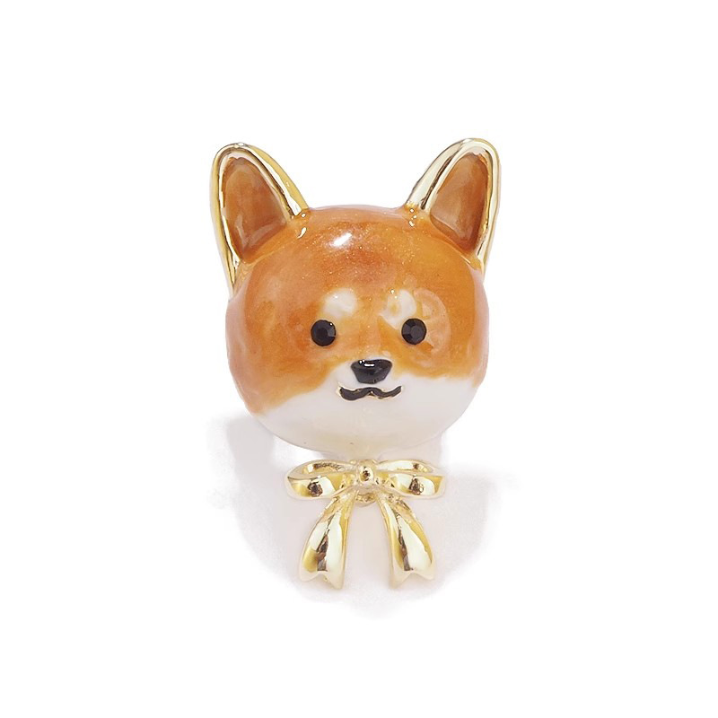 Cute Little Shiba Inu Brooch for Women, Niche Design, High-End Pin, Anti-Exposure Buckle, Corsage, Fixed Clothing Accessories