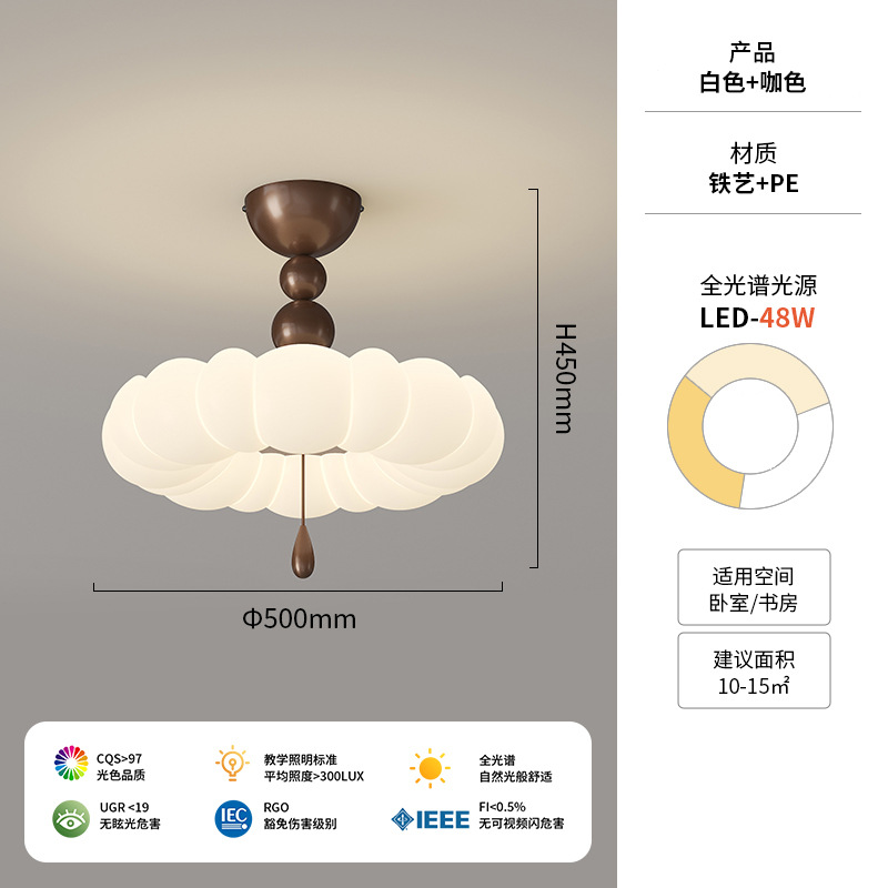 Lámpara de techo de dormitorio de estilo crema francés