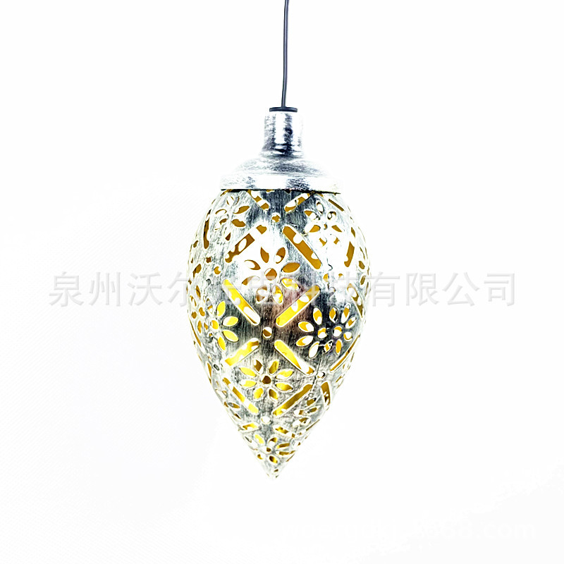 热销LED格桑花镂空太阳能水滴吊灯 户外庭院装饰景观花园防水IP65
