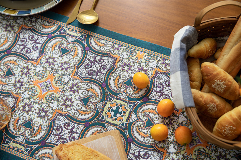 American light luxury retro ethnic style tassel tablecloth table flag bedside flag_voghion.com
