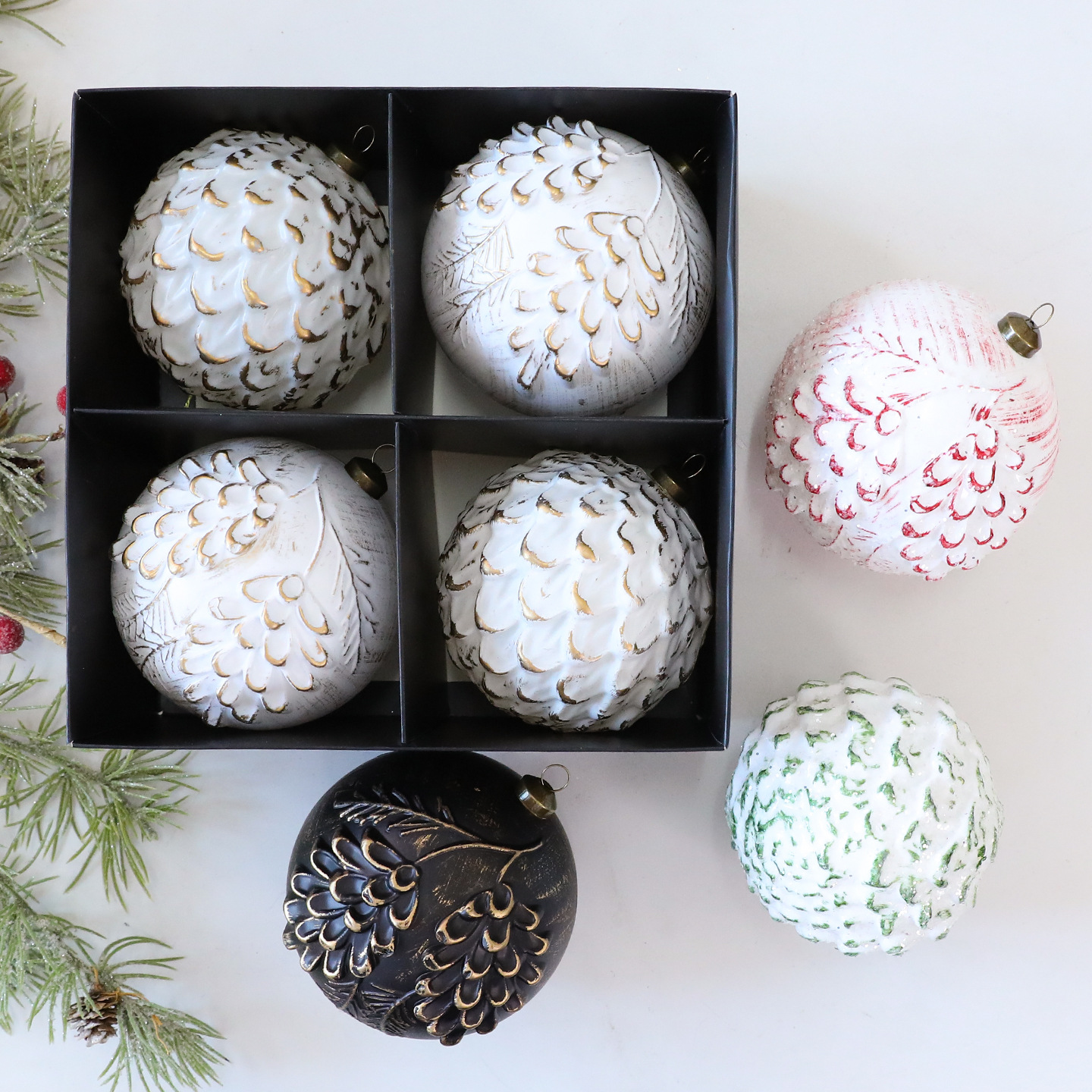 Shengyuan nuevo 10CM / 4PCS antiguo colgante de Navidad decoración del árbol de Navidad colgante de ventana de hotel colgante