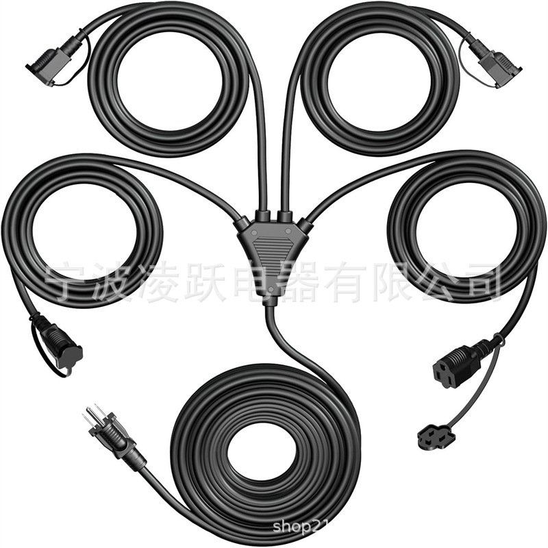 Eversimpleinc 1 至 4 分路器延长线,3 爪插头