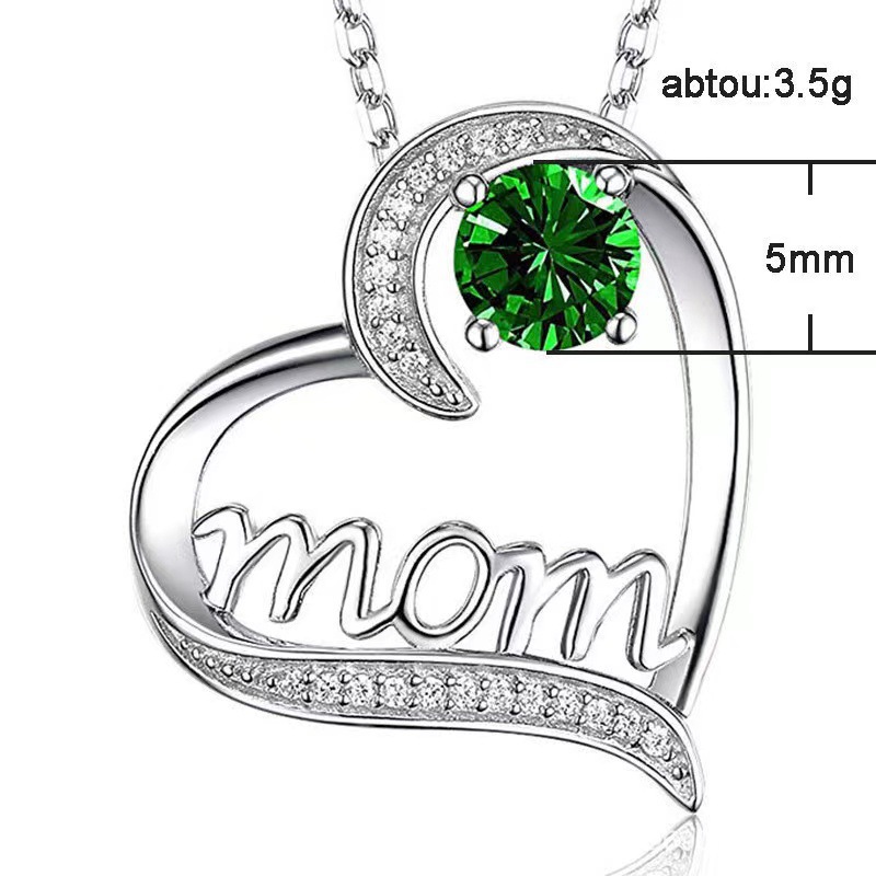 Copper IG Style MAMA Sweet Letter Heart Shape Plating Hollow Out Inlay Zircon Pendant Necklace display picture 4