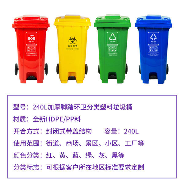 Jiangsu manufacturer Huante 240L plastic sanitation trash can…