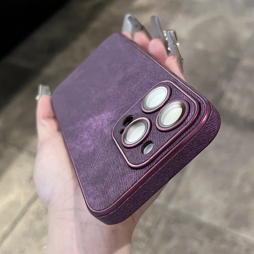 Película de lente de mezclilla de color sólido simple 15ProMax 13 funda para teléfono móvil para Apple 14 todo incluido 12 hombres y mujeres 15