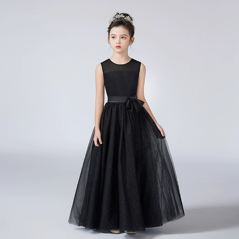Внешнеторговые поставки, детское стильное черное платье для девочек, одежда для выступлений на подиуме, одежда для выступлений на фортепиано, одежда для выступлений на скрипке, платье принцессы