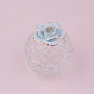 描金画金首饰收纳盒 跨境陶瓷手工花首饰盒 出口描金玫瑰花储物罐