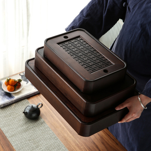 New bamboo water storage household tea tray small walnut color hotel tea set Japanese dry tea tray