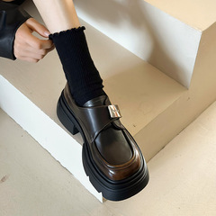 真皮厚底乐福鞋女款2025新款秋季英伦风小皮鞋女百搭玛丽珍女鞋子