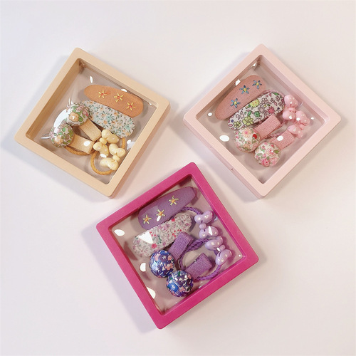 3 pairs of 6-piece boxed children's hair clips ~ Korean style new sweet hair rope hair clips, cute and simple girls' hair accessories