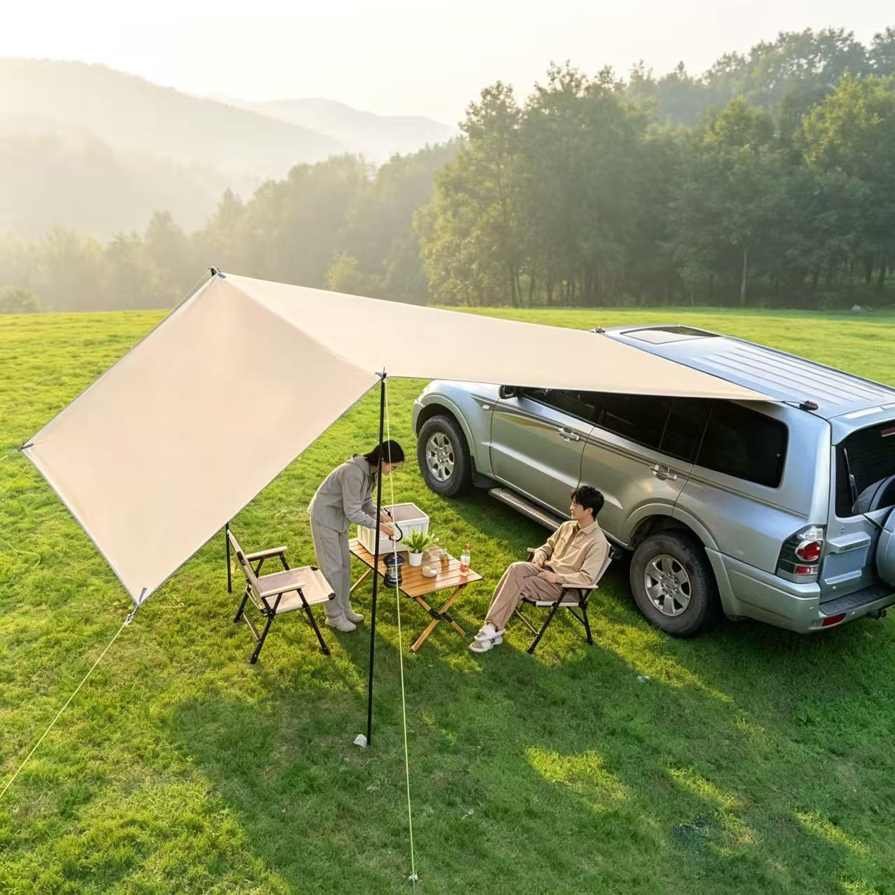 Free shipping car side awning, vehicle-mounted side sun and rain protection, portable outdoor self-driving camping sunshade