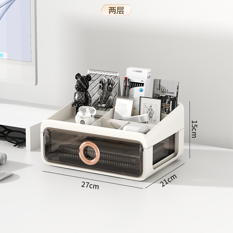 Luz de lujo tocador caja de cosméticos producto de cuidado de la piel estante de almacenamiento caja de almacenamiento de cosméticos cajón transparente estante de almacenamiento de escritorio