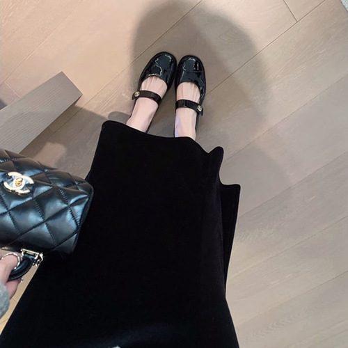 Women's Spring Flat Single Strap Mary Jane Shoes, Off-White Rough Heel French Style Loafers with Small Mouth, Light Brown Leather