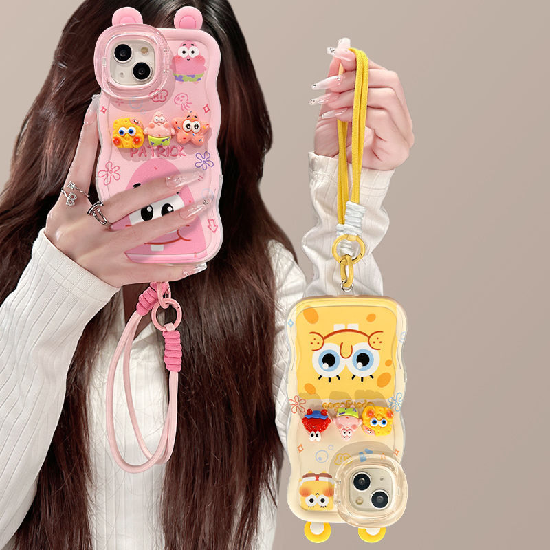 Apple 16Promax Mobile Phone Case Iphone17/15 Cartoon Spongebob 14/13 Invisible Double Bracket 12XS