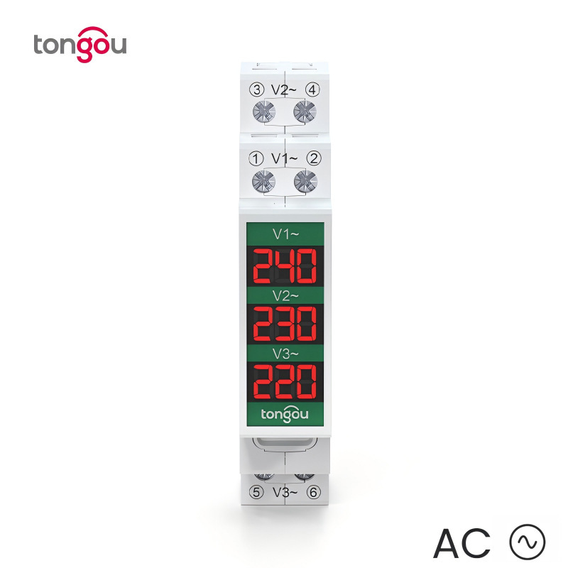 TONGOU rail installation AC three-phase voltmeter 60V-450V intelligent digital display instrument electronic and electrical instrument