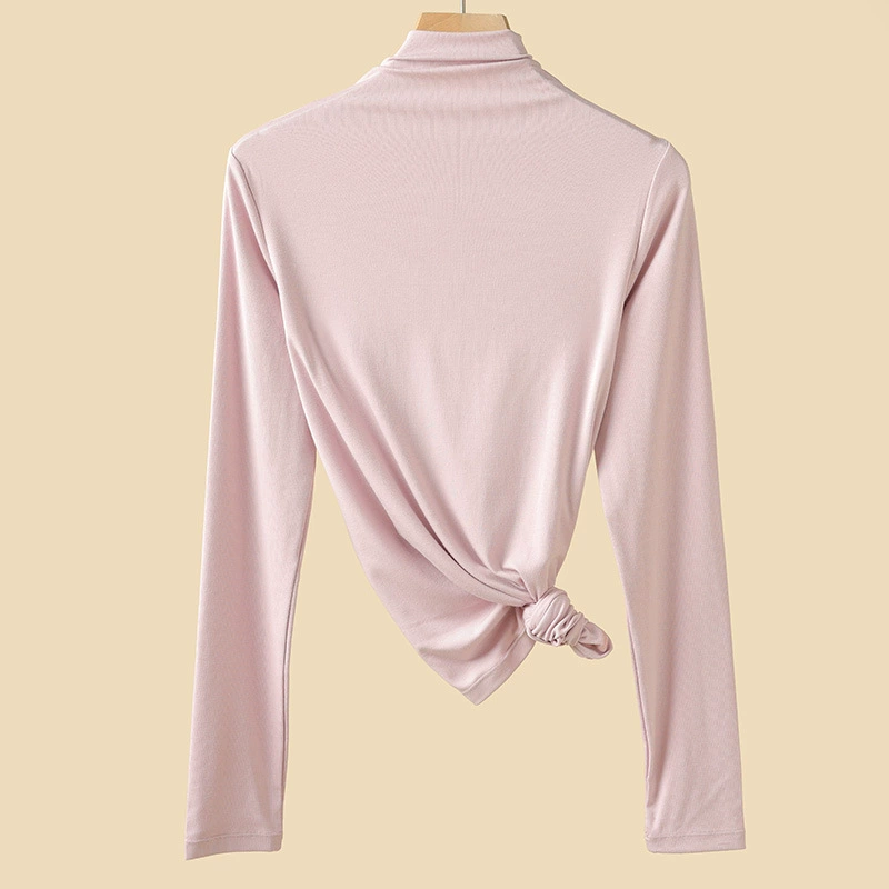 Fitted Long-Sleeve High-Collar Top, Thin Autumn Base Layer, Body-Friendly Fit