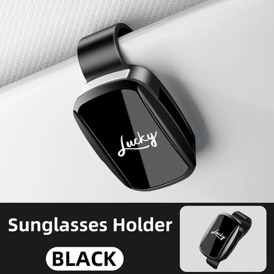 Glasses Clip Logo Optional Car: Car Glasses Clip/Bill Clip - y02-mirror-style-black-lucky