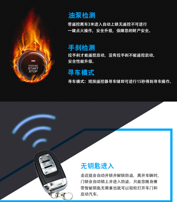 A6 Foreign Trade Product Model: One-Button Start, Remote Start + Keyless Entry + Fuel Pump + Trunk + Three-Dimensional Sensor