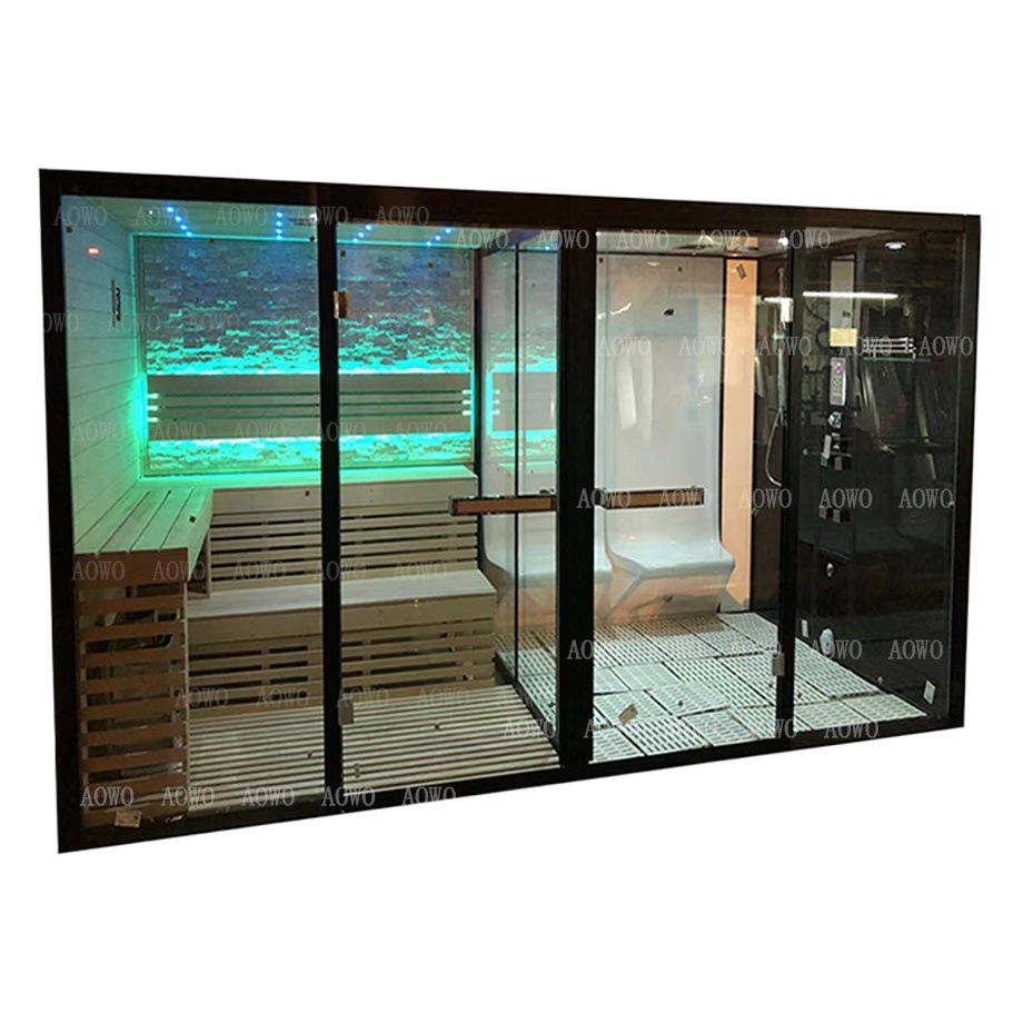 Sala de sauna sala de infrarrojos lejanos sala de ducha de vapor de acrílico de doble uso color integral separación de luz seca sala de vapor hogar