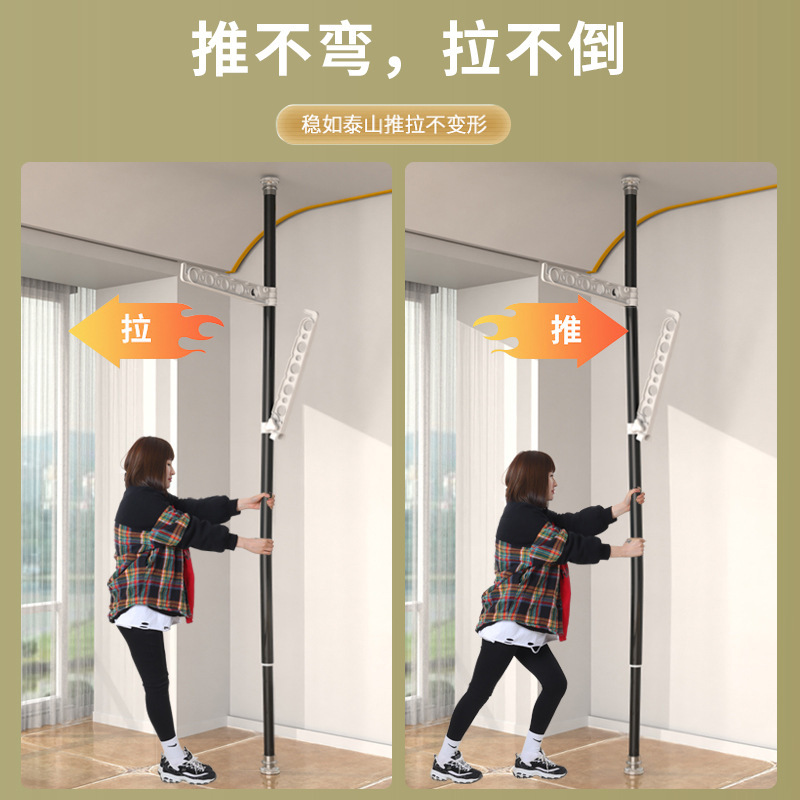 Tendedero de secado superior, dormitorio de piso a techo para el hogar, perchero sin perforaciones, perchero de balcón, perchero de piso a techo