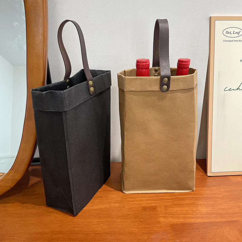 Spot Red de Internet lavado de papel kraft bolsa de vino tinto champán bolsa de embalaje de vino espumoso bolsa de embalaje de mano al por mayor