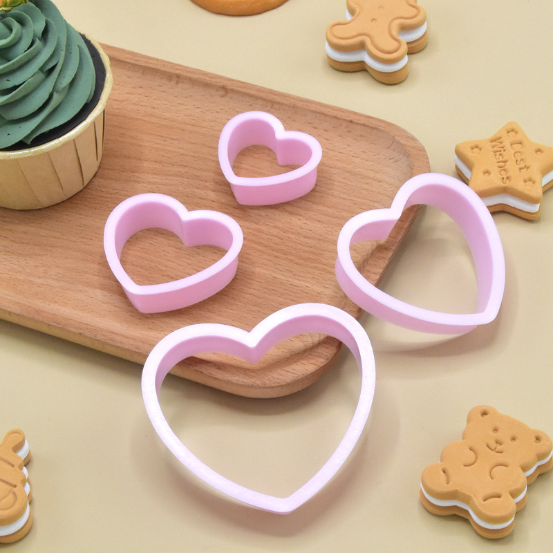 Nuevo cortador de galletas en forma de corazón, herramienta de repostería de plástico en forma de corazón, molde de arcilla para pasteles de fondant.