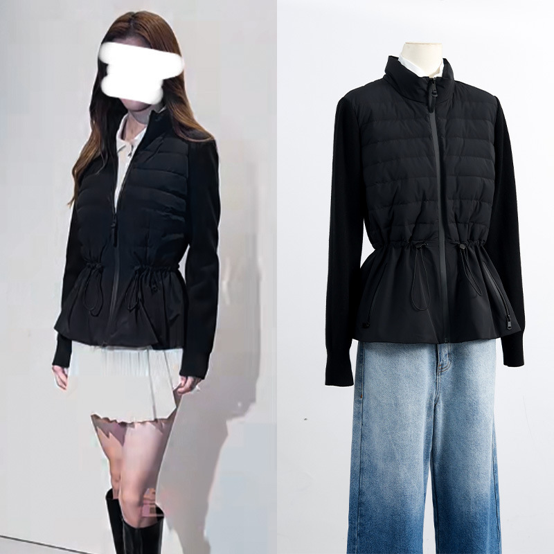 [in Stock] Wu Qianyu's Same Style Slim-Fit down Jacket, White Duck Down, Lightweight, Warm, Waist-Cinching, Fashionable Winter Coat