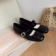 Sheepskin version ~ genuine leather French silver shallow mouth with flat bottom increased Mary Jane jk shoes women's small leather shoes