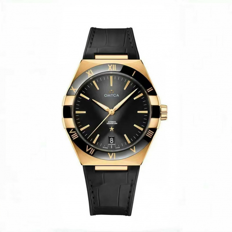 Omtca Douyin Kuaishou Video Popular Item Zodiac Blue and White Men's Classic Automatic Watch with Genuine Leather Strap