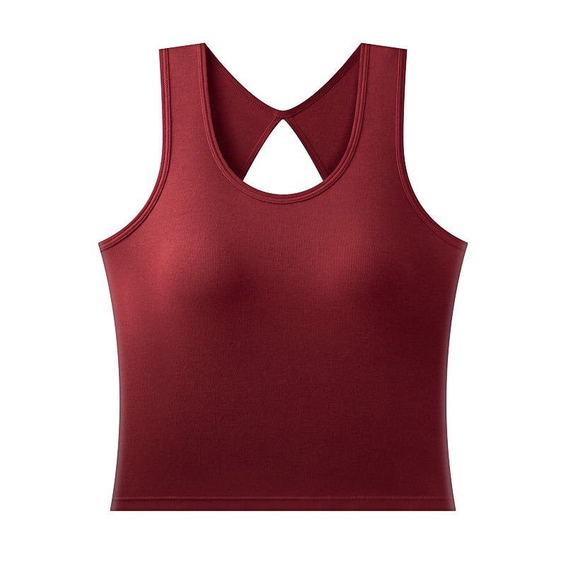 Primavera y verano chaleco de algodón con espalda hermosa para mujer con almohadilla para el pecho ropa interior sexy sin espalda chica caliente blusa corta sin mangas