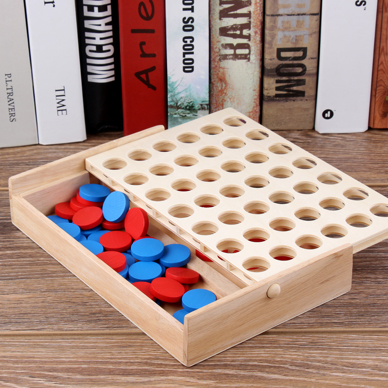 木质立体四连棋四子棋3-6儿童学生桌游木质棋类益智早教玩具亲子|undefined