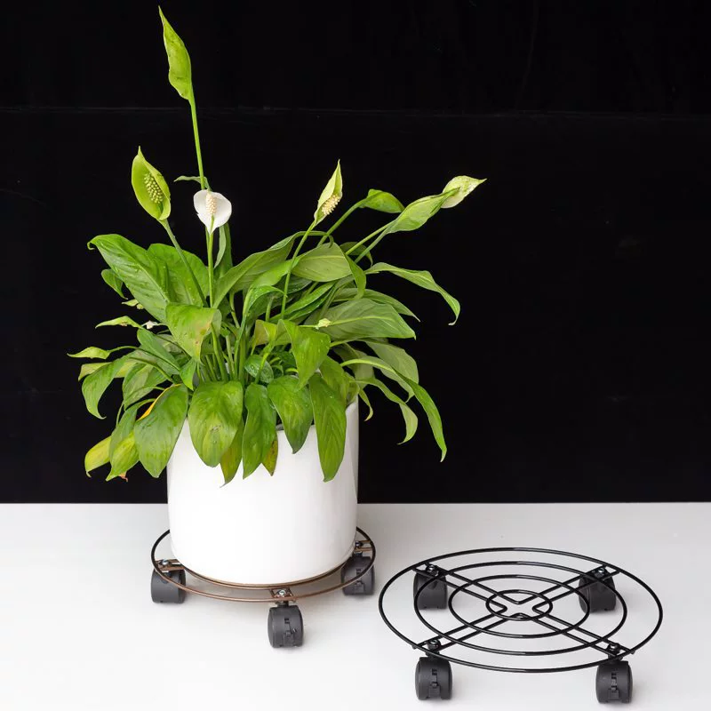 Thick solid iron -made circular mobile flower stand flower pot base flower bracelet