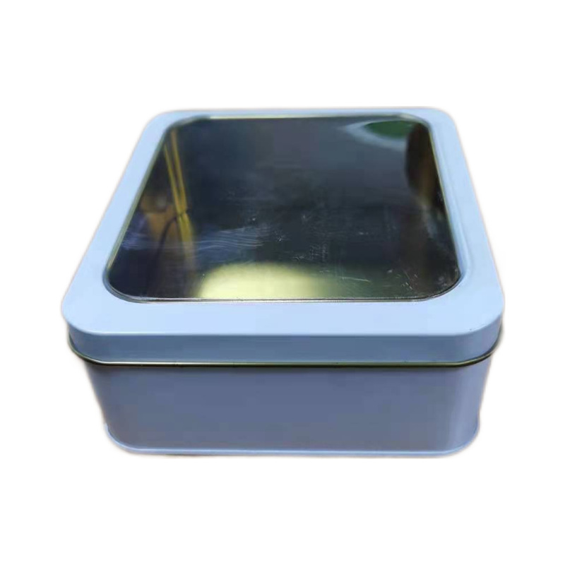 厂家现模供应长方形开窗透明马口铁盒 连体翻盖礼品金属收纳盒