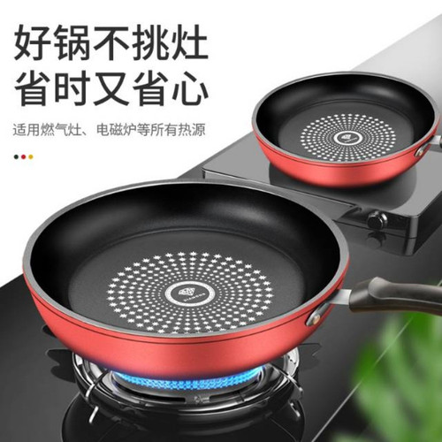 Generational Year-Round Red Frying Pan, Non-Stick Skillet & Wok—Perfect for Pancakes and Compatible with Induction Cooktops, Featuring Dazzling Crystal-Coated Non-Stick Technology