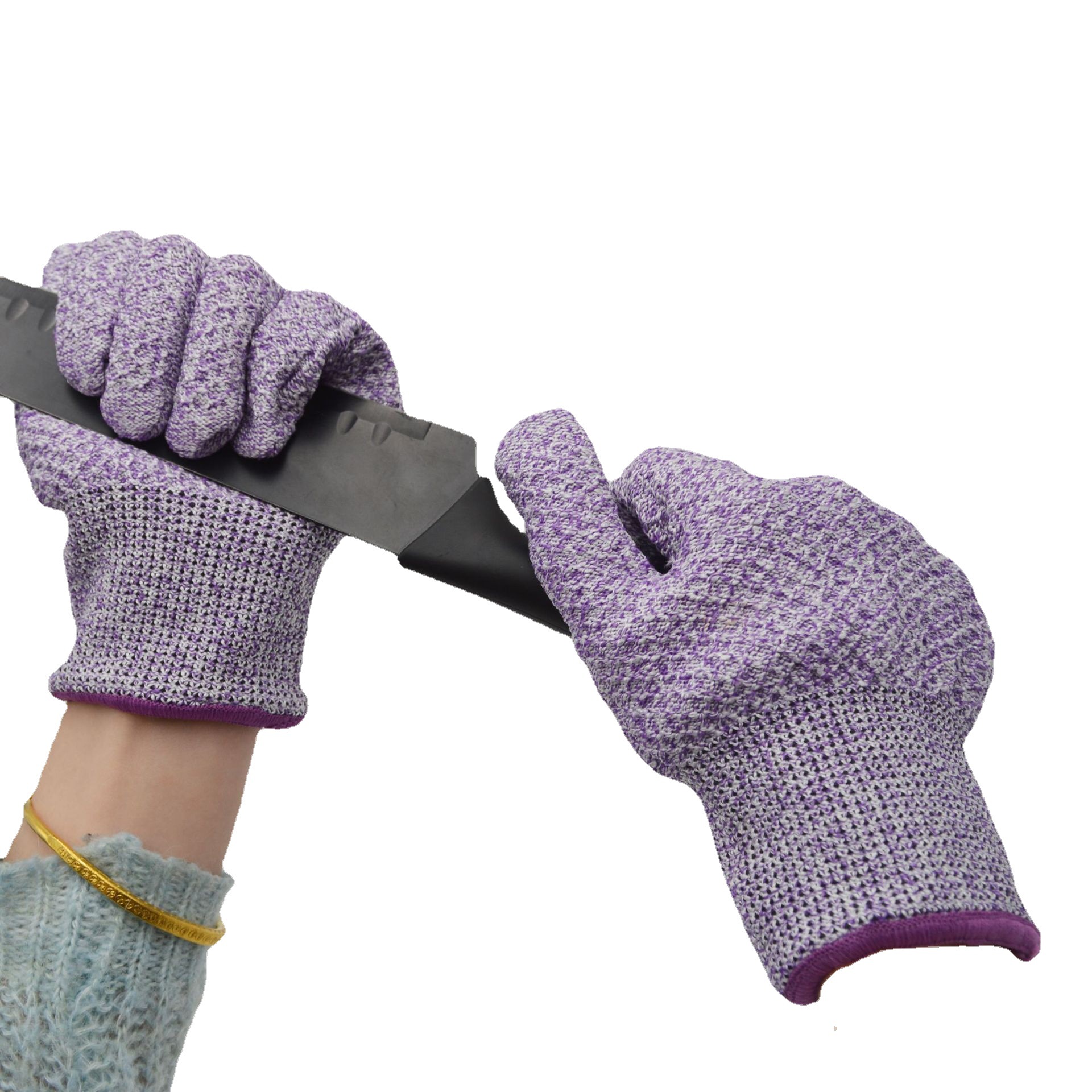 现货5级防割手套HPPE耐磨防切割厨房手套菠萝纹防割手套