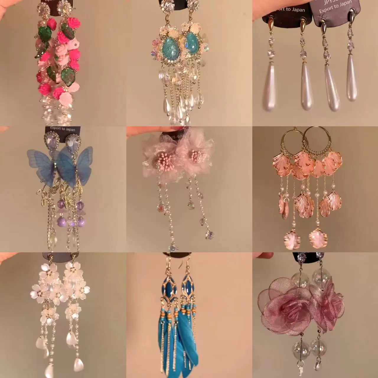 Earrings, floral light-luxury high-quality dangle styles, assorted silver-needle and ear-hook options