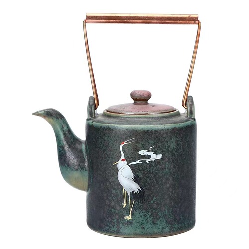 Huancai Kiln Transformed Cloud Crane Teapot Handmade Ceramic Teapot Single Pot Chinese Household Retro Kung Fu Tea Set Lift Teapot