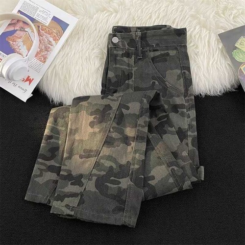 Camouflage Workwear Denim Jeans for Men - Summer New Arrival American High Street Retro Pants - Loose Straight Leg Wide Leg Long Pants
